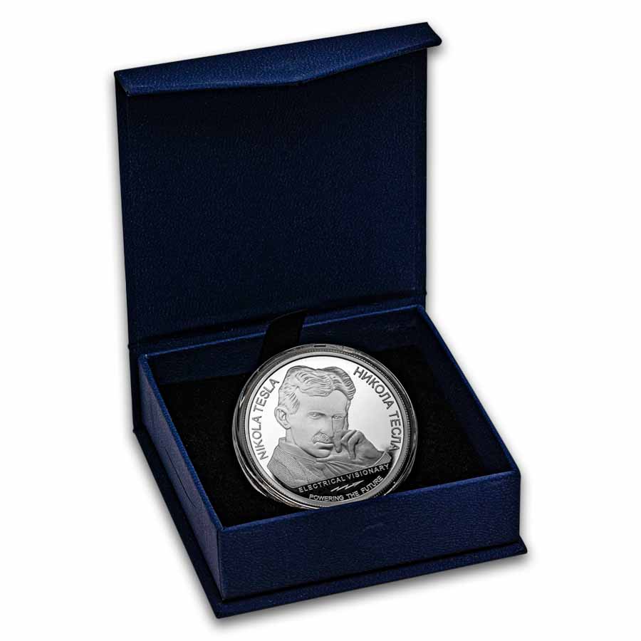 2025 Serbia 1 oz Ag Proof 100 Dinar Tesla: The Earthquake Machine